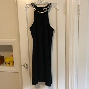 Calvin Klein Black Dress with Gold Chain Accent